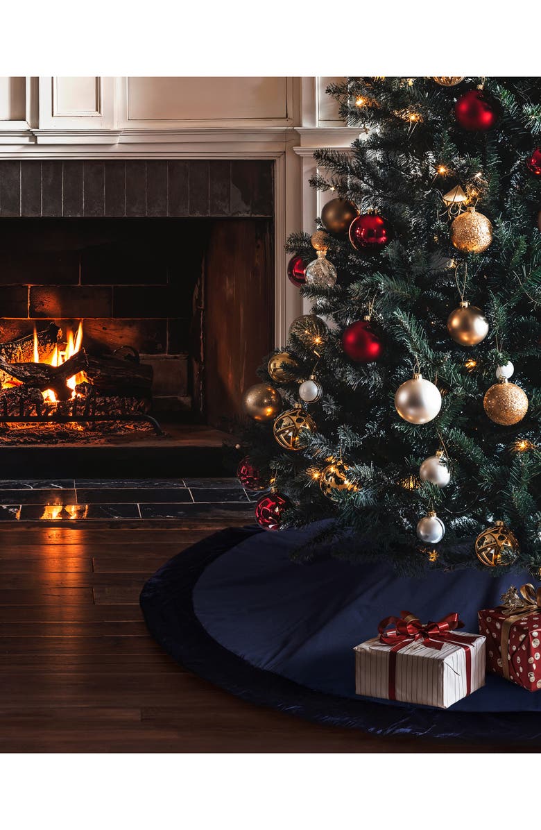 Petite Plume Velvet Trim Cotton Tree Skirt, Alternate, color,