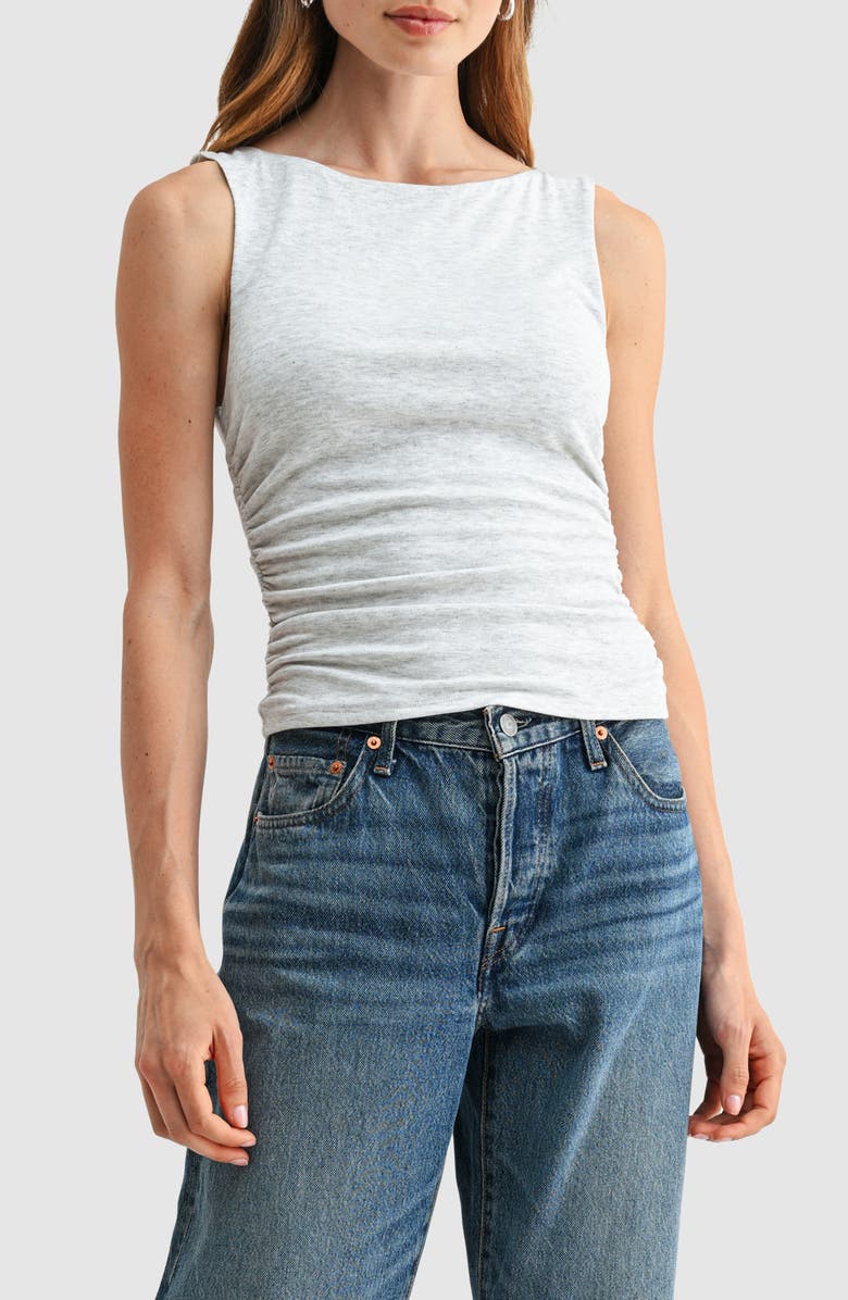 Lush Boat Neck Side Cinched Knit Tank, Main, color, Heather Grey
