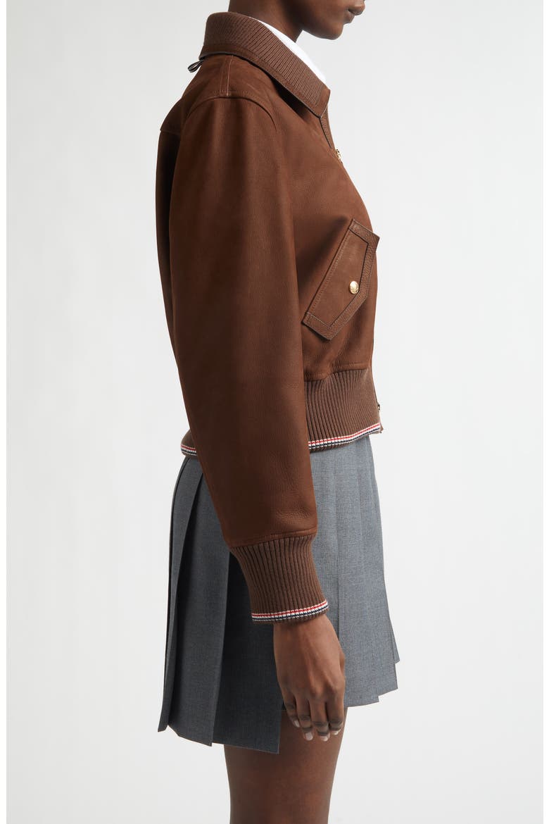 Crop Leather Flight Jacket, Alternate, color, TIRAMISU