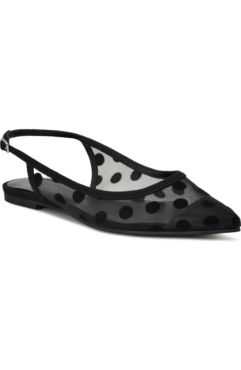 Nine West Brin Mesh Slingback Flat, Main, color, Black Dots Mesh