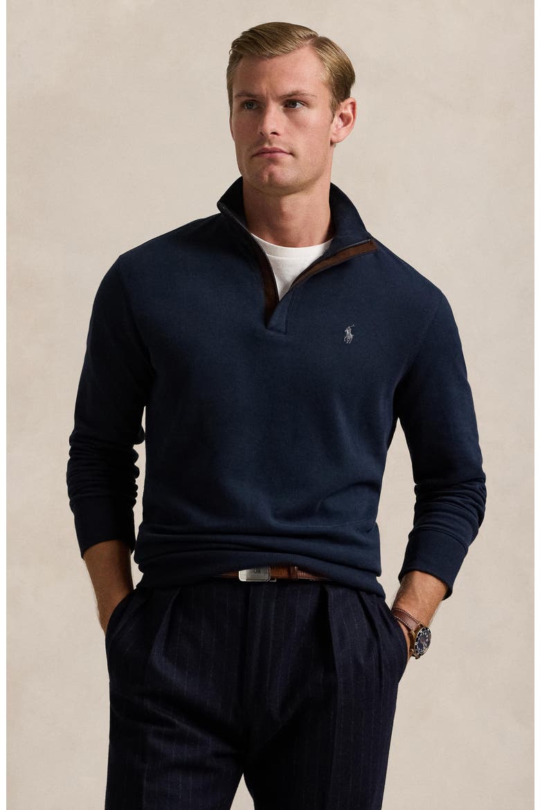 Cotton Blend Quarter Zip Pullover, Alternate, color, AVIATOR NAVY