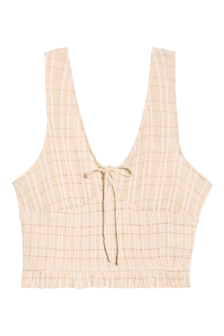 Paradise Check Cotton Blend Crop Tank, Alternate, color, OFF WHITE