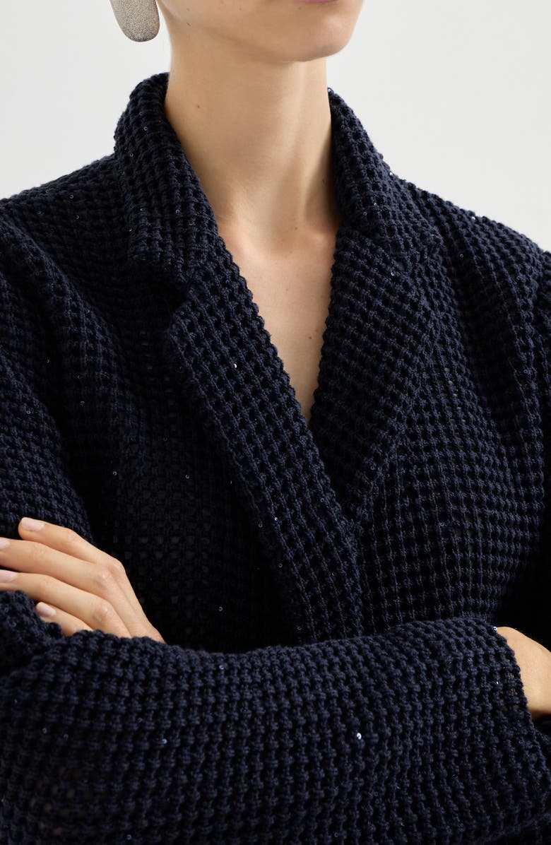 Brunello Cucinelli Net knit blazer, Alternate, color, Blue