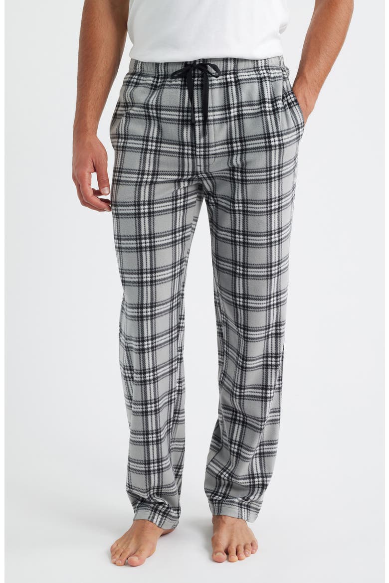 Unwind Fleece Drawstring Pants, Main, color, GREY/ BLACK/ WHITE