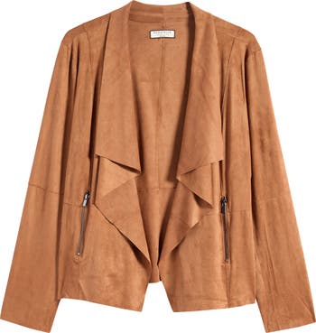 Drape Front Faux Suede Jacket