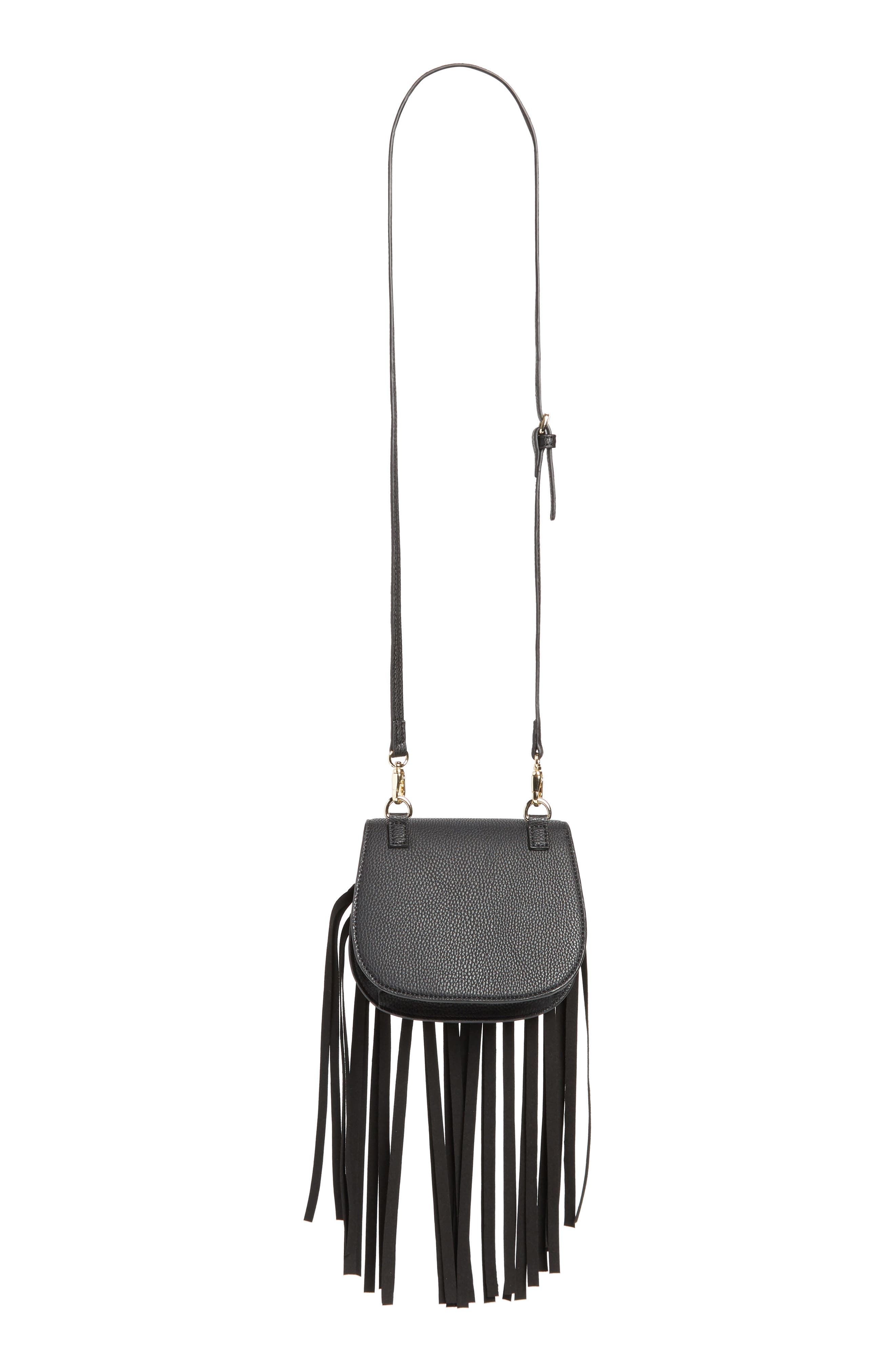 Jules Kae Mini Dylan Fringe Faux Leather Crossbody Bag, Alternate, color, 