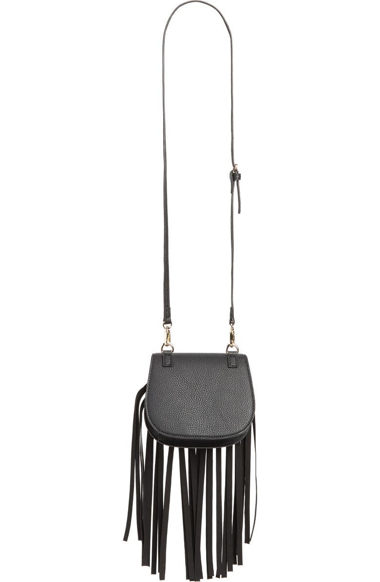 Jules Kae Mini Dylan Fringe Faux Leather Crossbody Bag, Alternate, color,