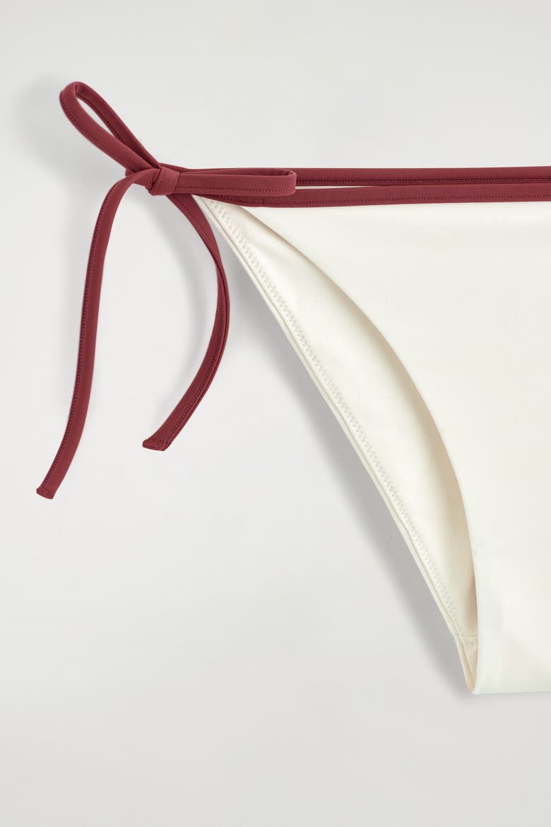 Contrast-trimmed Tie-side Bikini Briefs, Alternate, color, WHITE / RED