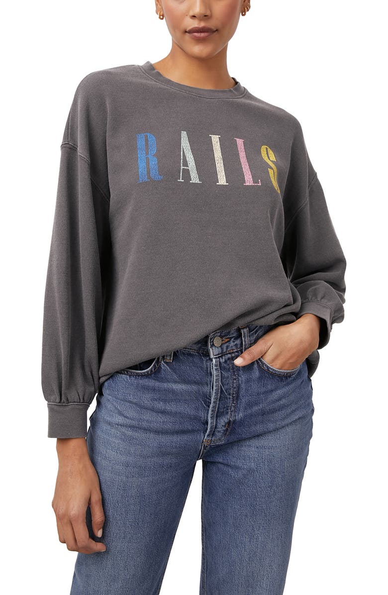 Rails Signature Sweatshirt, Main, color, Vintage Black Rails