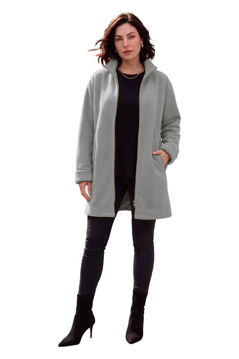 Plus Size Fleece Driving Coat, Main, color, MEDIUM HEATHER GREY