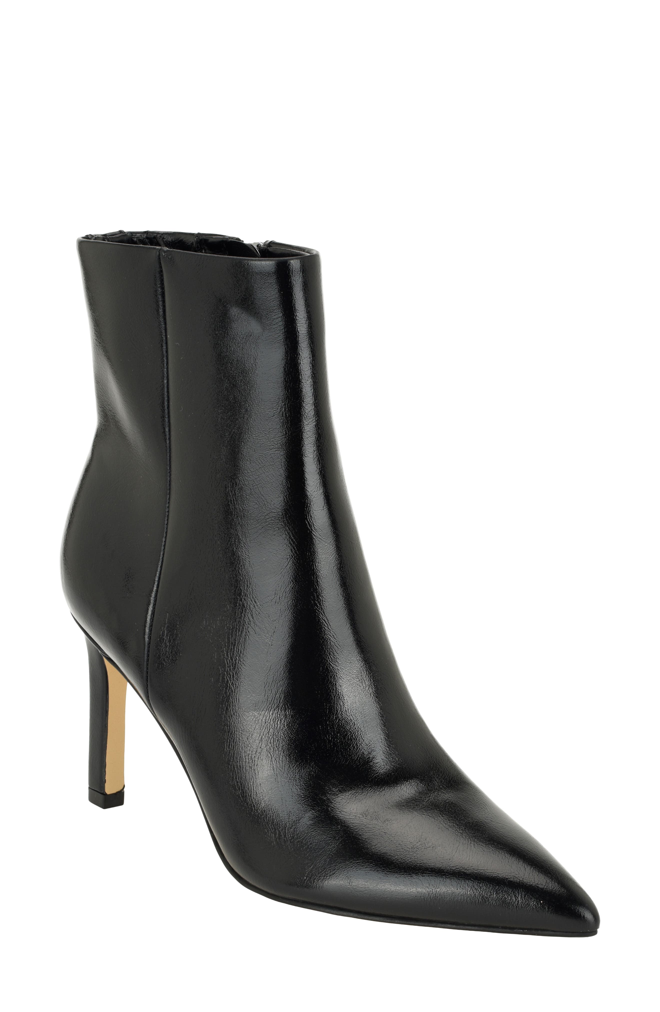 Chrysta Snake Embossed Faux Leather Bootie, Main, color, BLACK