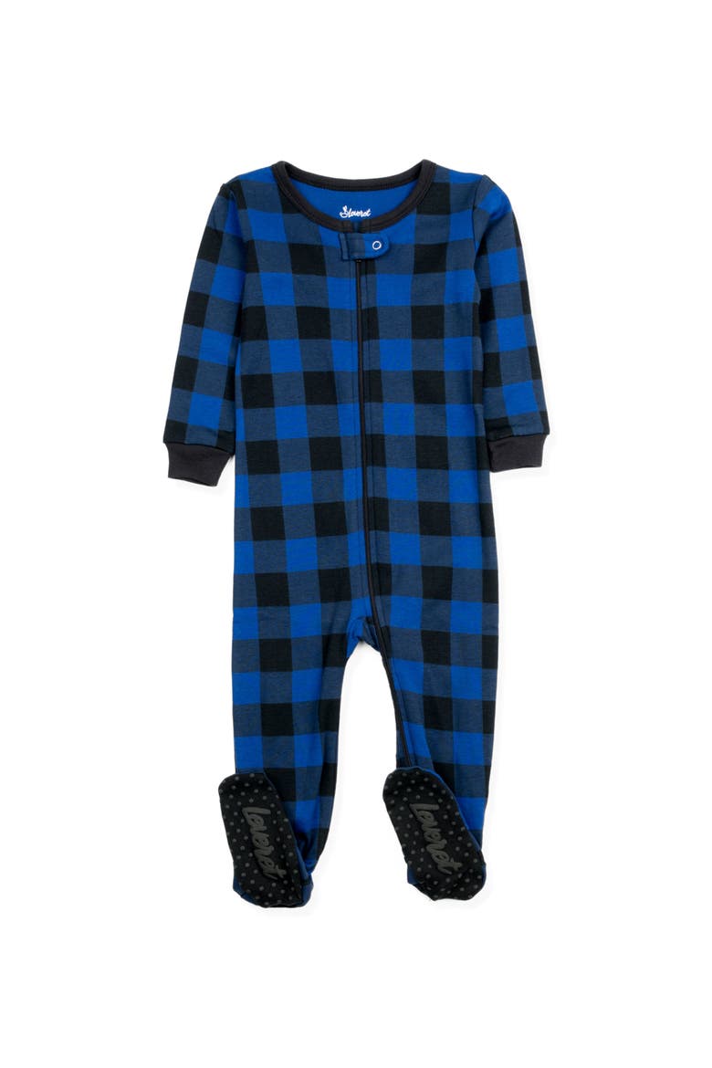 Buffalo Check Footed Pajama, Main, color, BLACK/NAVY