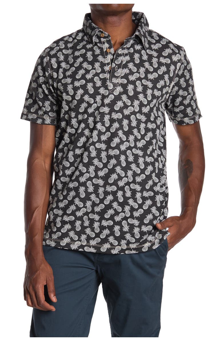 Natural Blue Visitor Pineapple Print Polo, Main, color, 