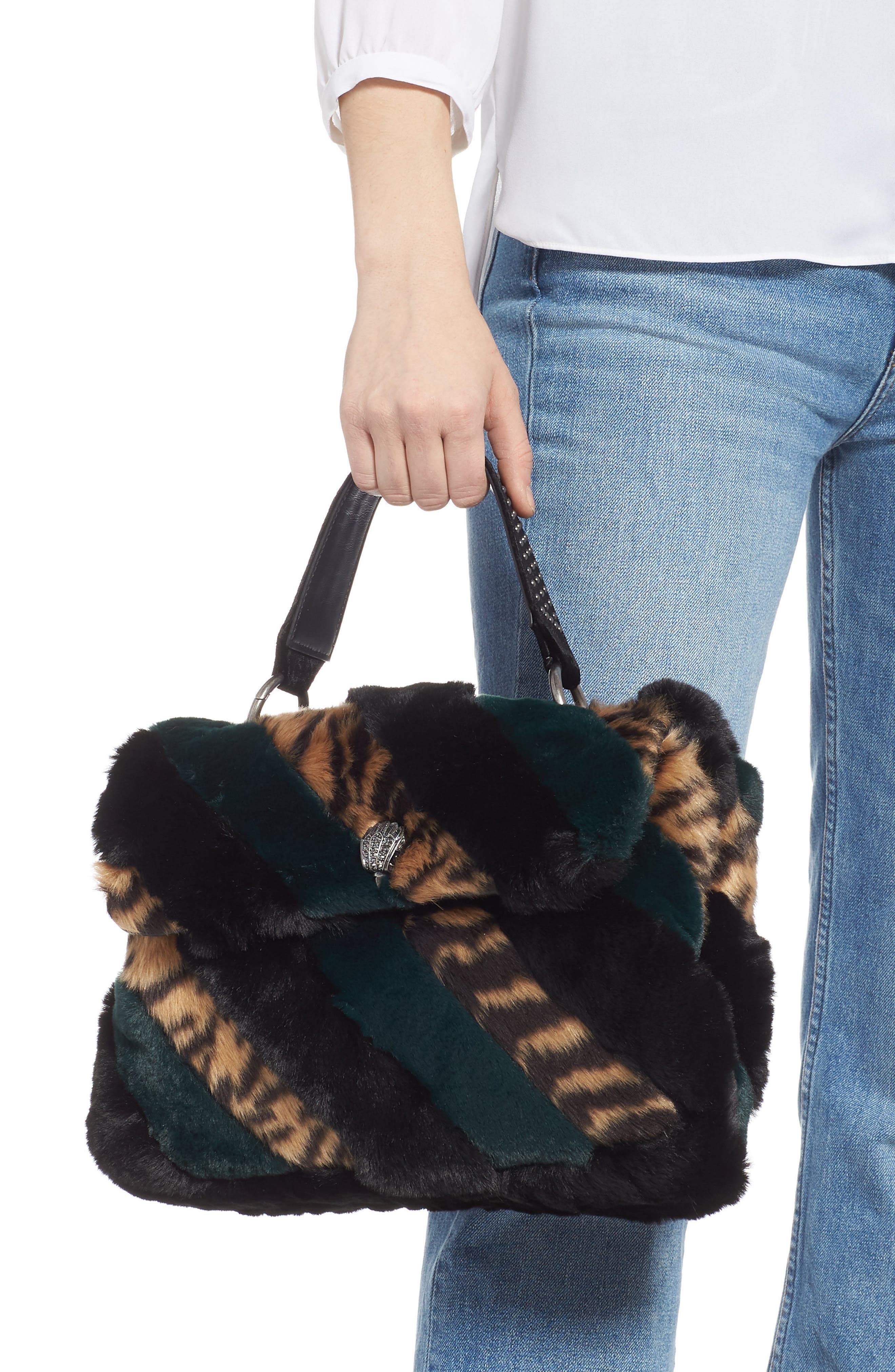 Kurt Geiger London Soho Faux Fur Shoulder Bag, Alternate, color, 
