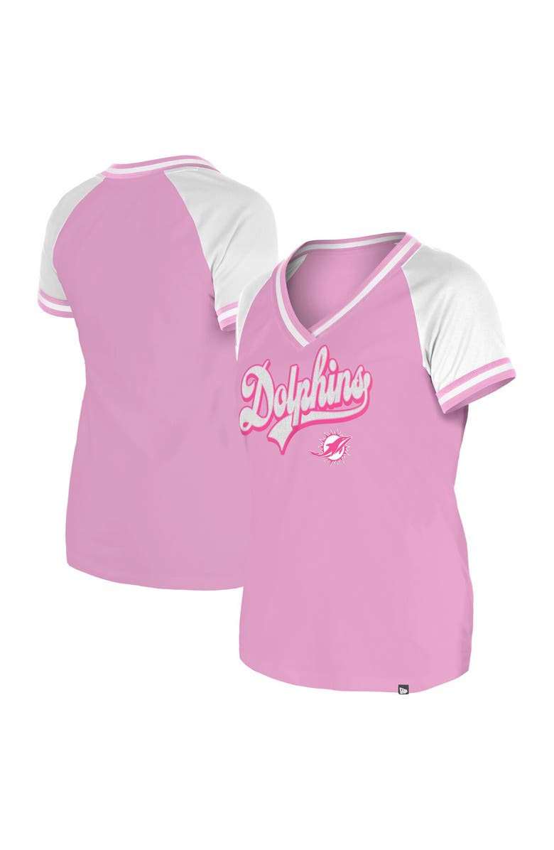 New Era Women's New Era Pink Miami Dolphins Mommy & Me V-Neck T-Shirt, Main, color, Pink