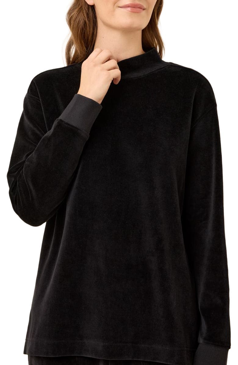 Pact Organic Cotton Pure Velour Cozy Pullover, Alternate, color, Black
