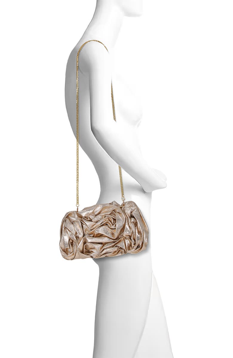 BADGLEY MISCHKA Jett Metallic Rosette Cluster Clutch, Alternate, color, Gold