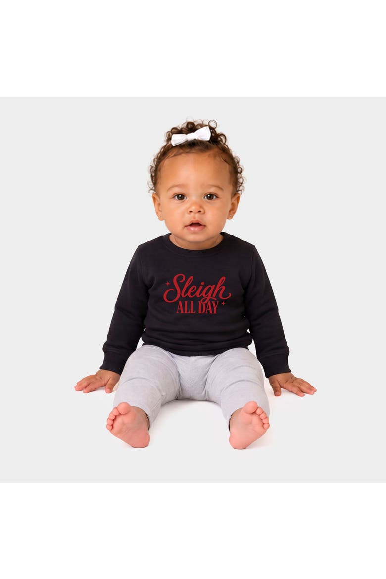 Sleigh All Day Stars Crew Fleece Sweatshirt Baby, Main, color, Black