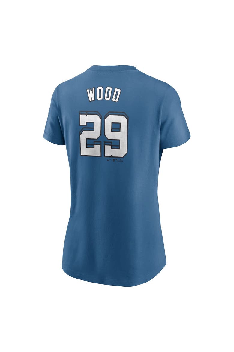 Women's Nike James Wood Blue Washington Nationals 2025 City Connect Fuse Name & Number 2.0 T-Shirt, Alternate, color, Blue