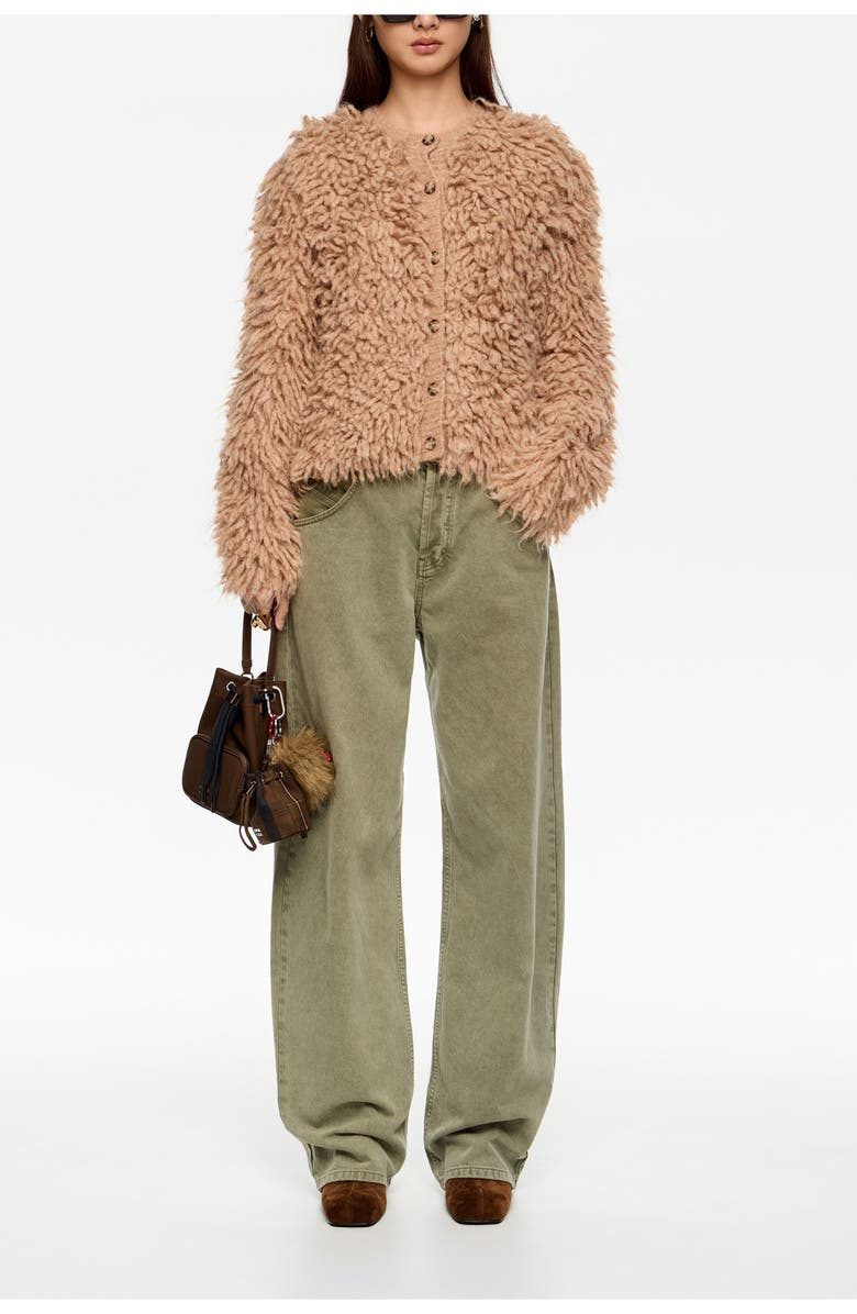 Bimba y Lola Short Alpaca Cardigan, Alternate, color, Camel