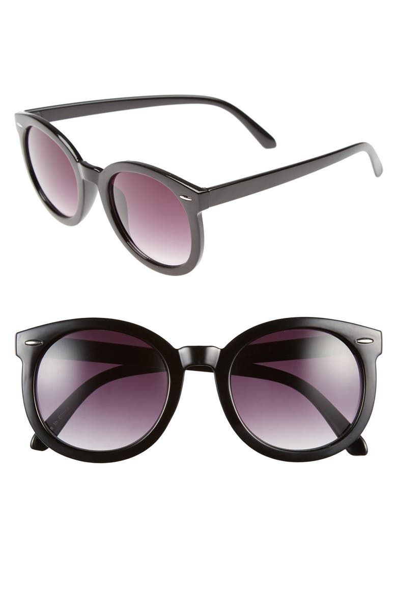 'Abbey Road' 52mm Round Sunglasses, Main, color, BLACK