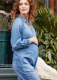 HATCH Collection The Everyday Nursing Denim Jumpsuit
