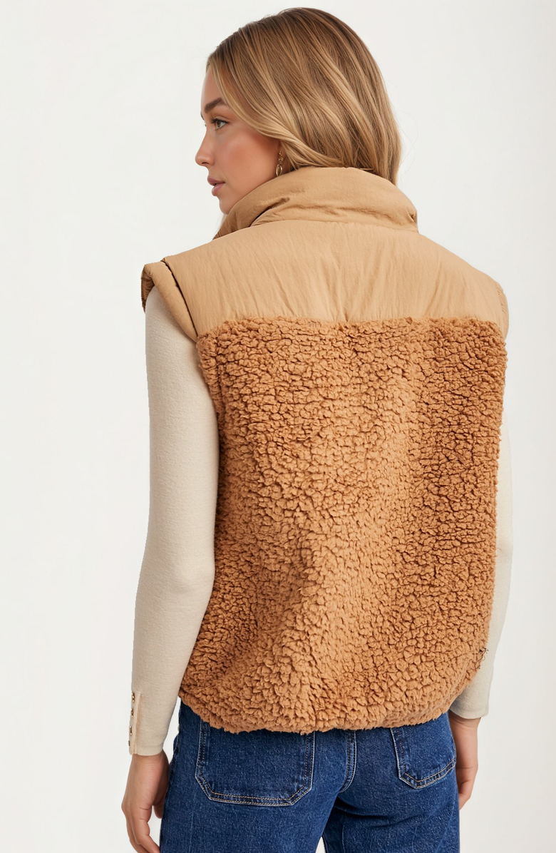 Knit and Lounge Textured Quilted Zip Vest, Alternate, color, 