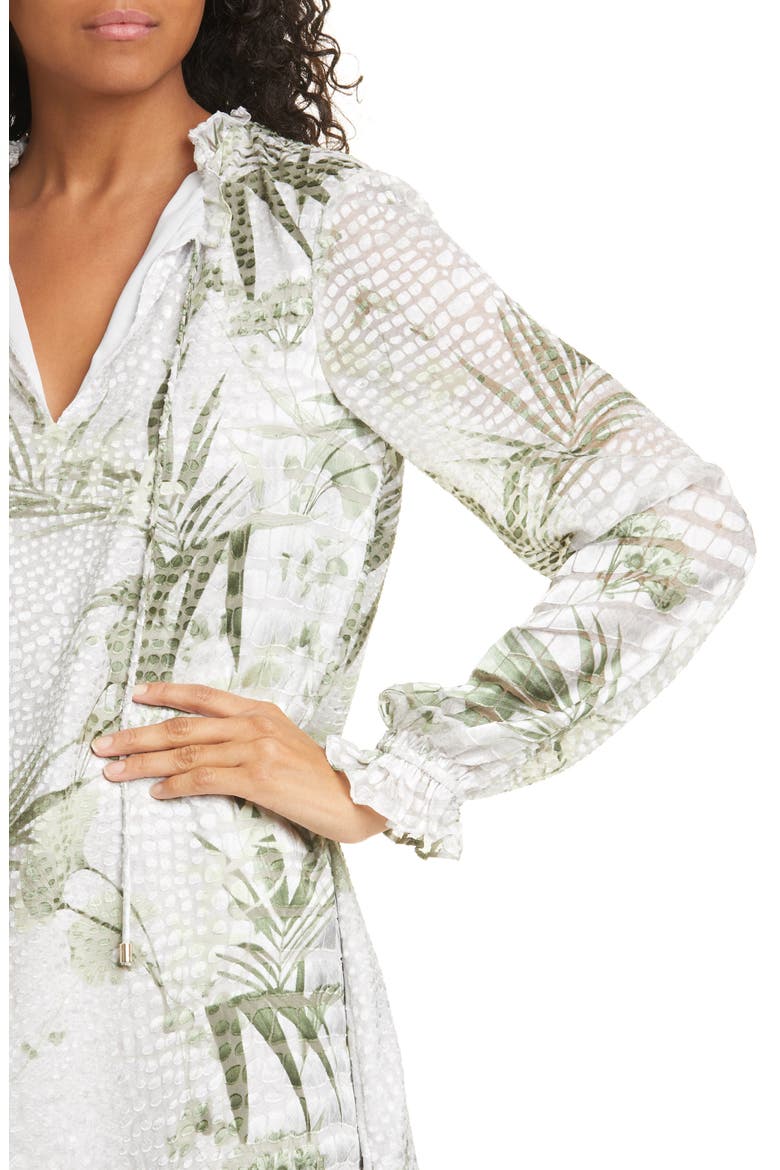 Glimmah Highland Floral Long Sleeve Shift Dress, Alternate, color, GREY