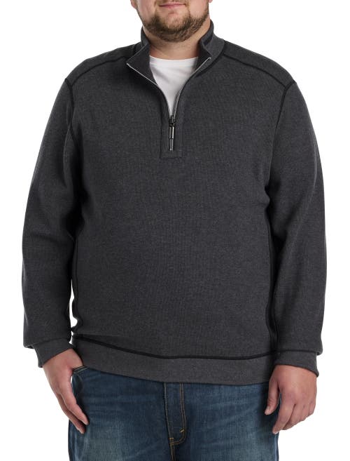 Tommy Bahama Big & Tall Flip Coast Reversible 1/2-zip Pullover In Black