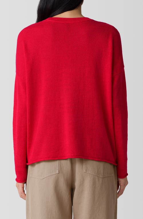 Eileen Fisher Crewneck Organic Linen & Organic Cotton Sweater In Cherry