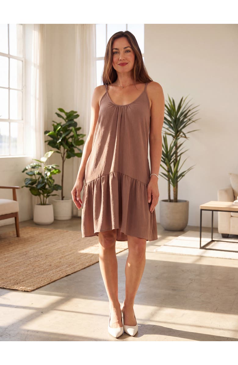 24seven Comfort Apparel Womens Essential Scoop Neck Spaghetti Strap Pocket A-Line Mini Dress, Alternate, color, Black