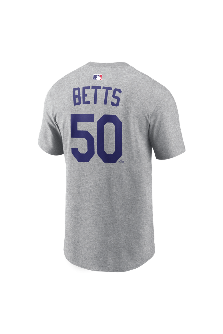 Men's Nike Mookie Betts Heather Gray Los Angeles Dodgers Name & Number T-Shirt, Alternate, color, Heather Gray