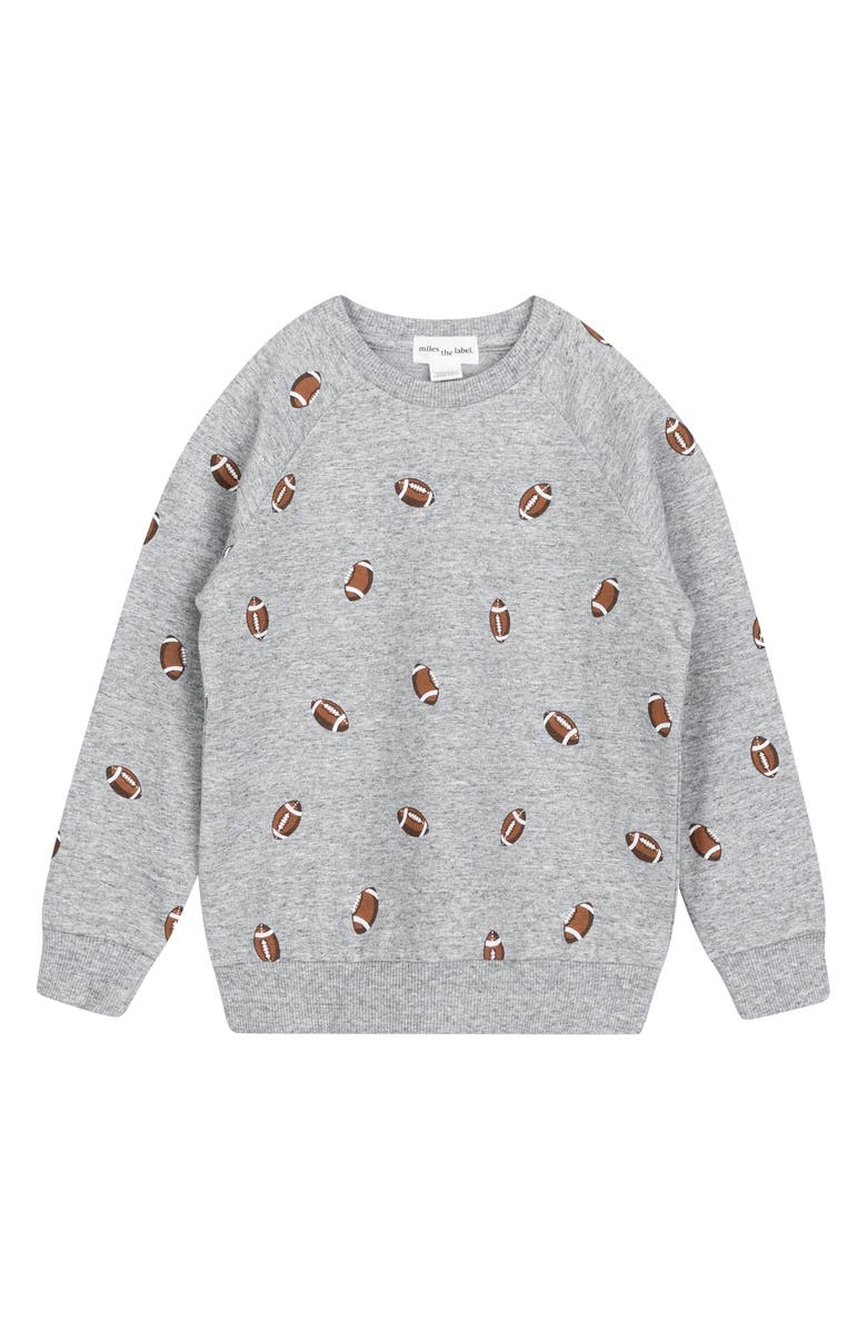 MILES THE LABEL Kids' Football Print Organic Cotton Sweatshirt, Main, color, 