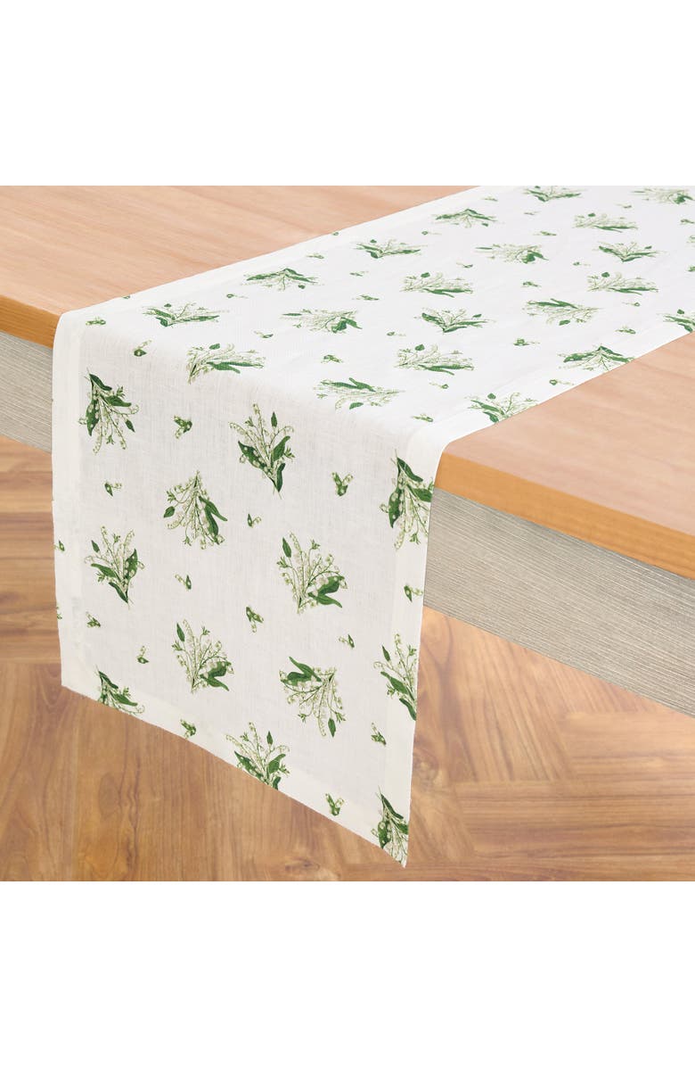 Solino Home Linen Table Runner for Dining Table, Holiday and Everyday Table Decor - Lily of the Valley, Alternate, color,