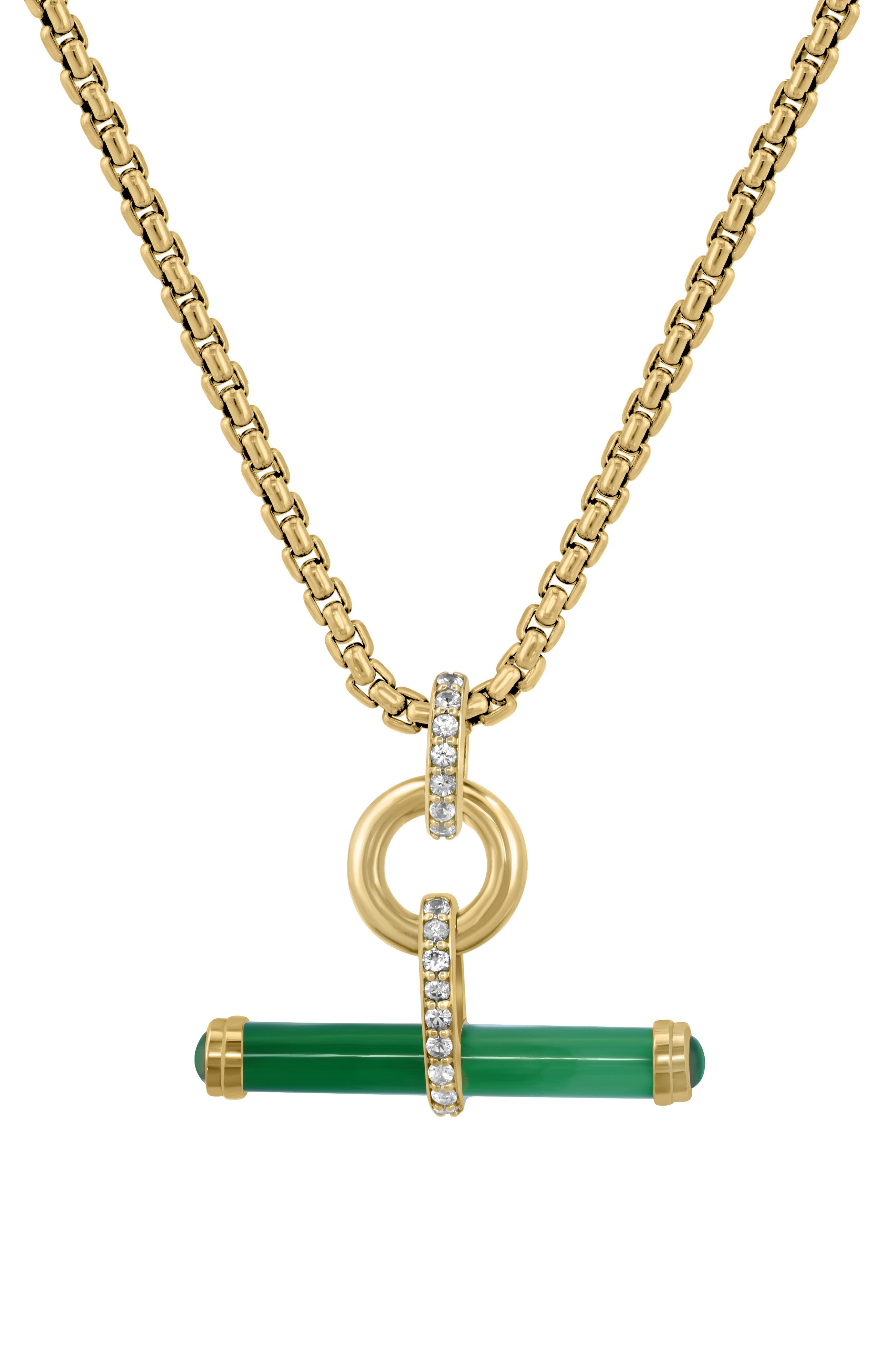 EFFY Jade & White Sapphire Pendant Necklace