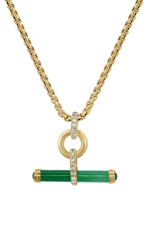 Jade & White Sapphire Pendant Necklace