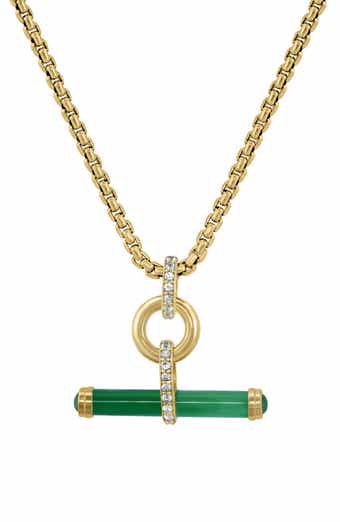 EFFY Jade & White Sapphire Pendant Necklace