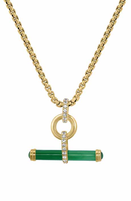EFFY Jade & White Sapphire Pendant Necklace