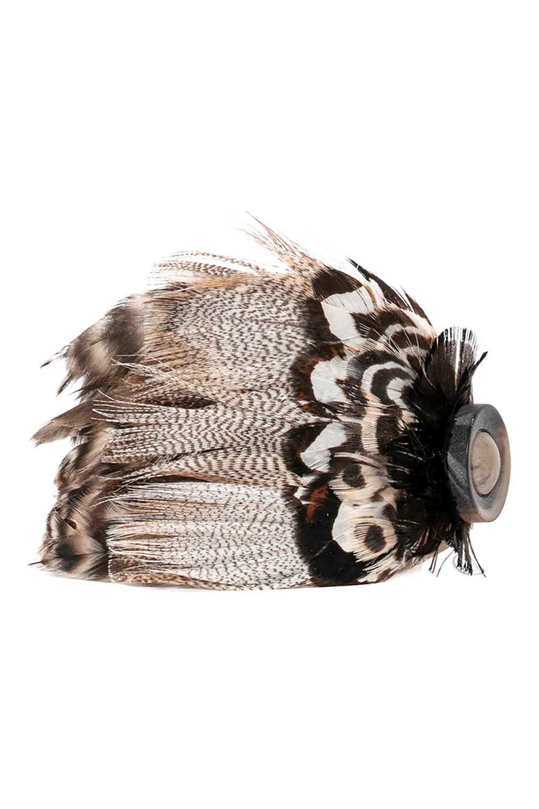Set of 4 Feather Napkin Rings, Alternate, color, ESPRESSO