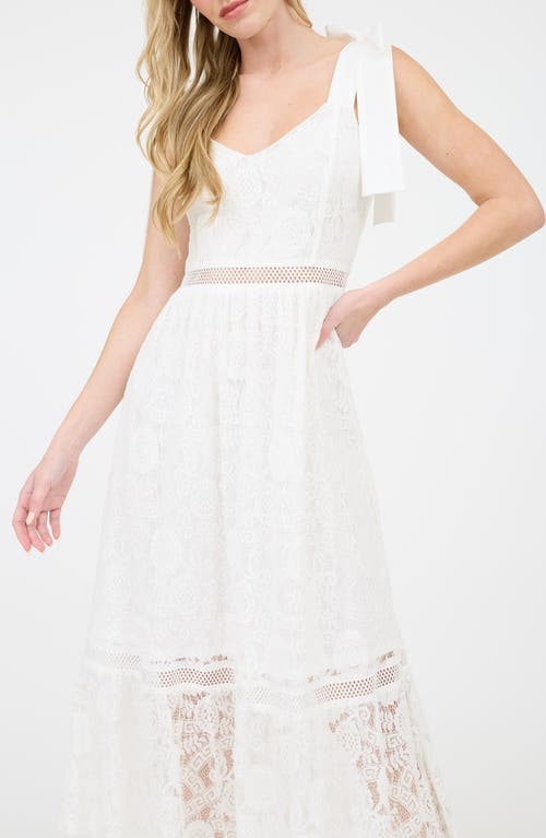 BLU PEPPER BLU PEPPER TIE SHOULDER LACE MIDI DRESS