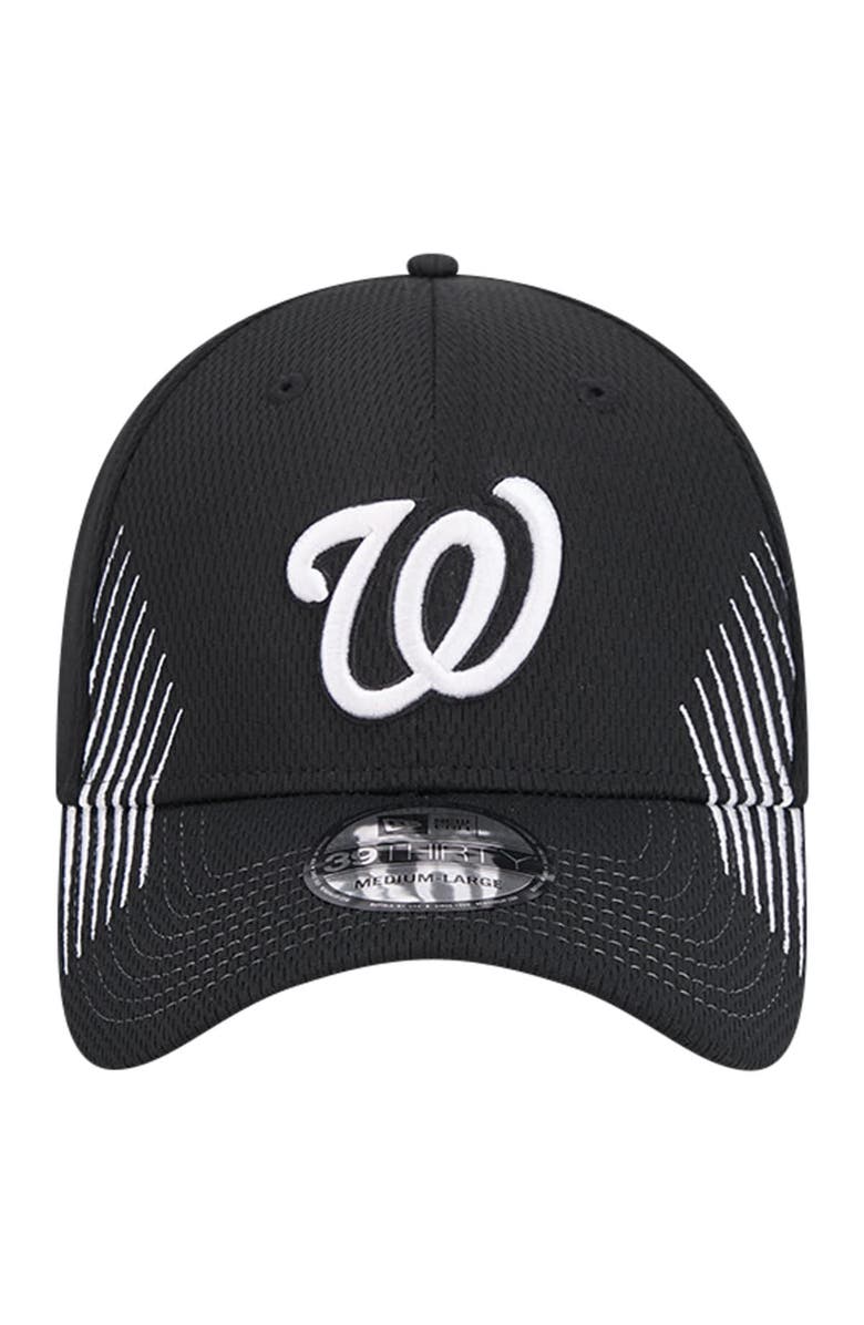 New Era Men's New Era Black Washington Nationals Active Dash Mark 39THIRTY Flex Hat, Alternate, color, Black