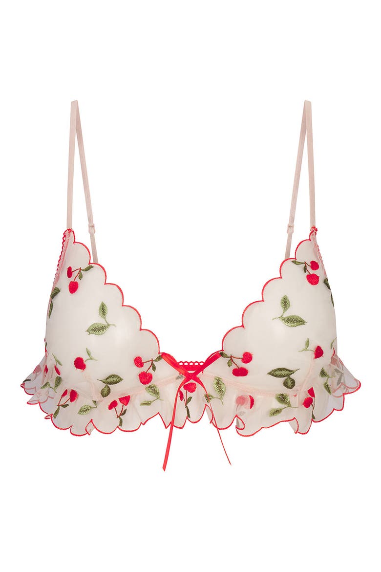 Embroidered Tulle Micro Triangle Bra, Alternate, color, PRIMROSE CHERRY TULLE