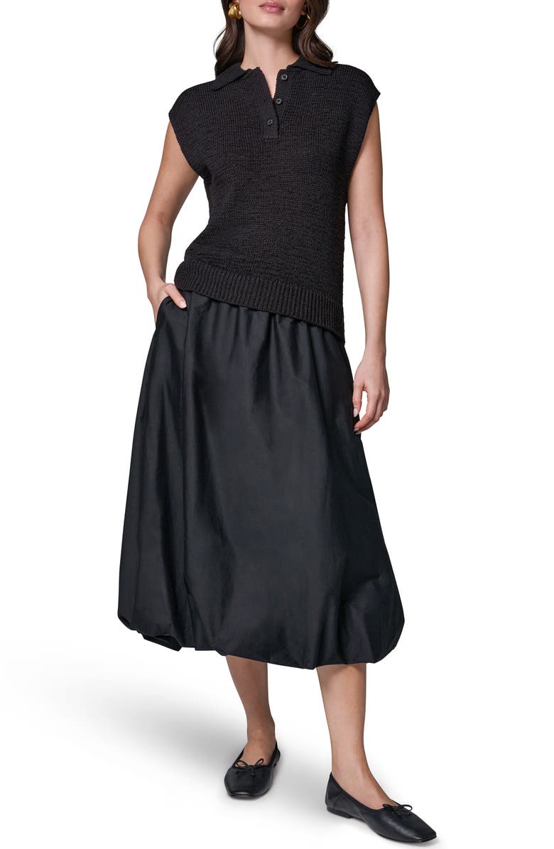 Donna Karan New York Sleeveless Polo Sweater, Alternate, color, Black