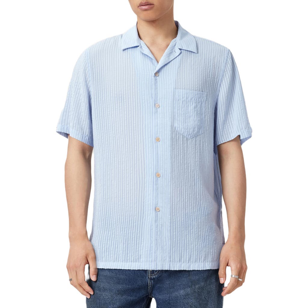 Allsaints Perry Button-up Camp Shirt In Blue