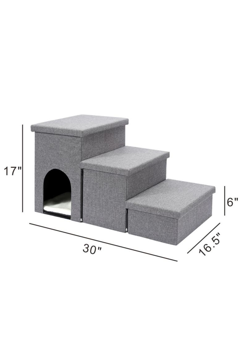 3 Step Pet Stairs, Alternate, color, Multicolored