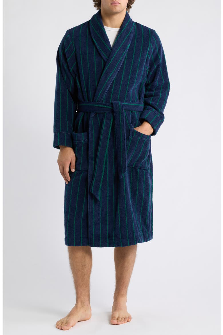 Stripe Hydrocotton Robe, Main, color, NAVY- GREEN SWAY STRIPE