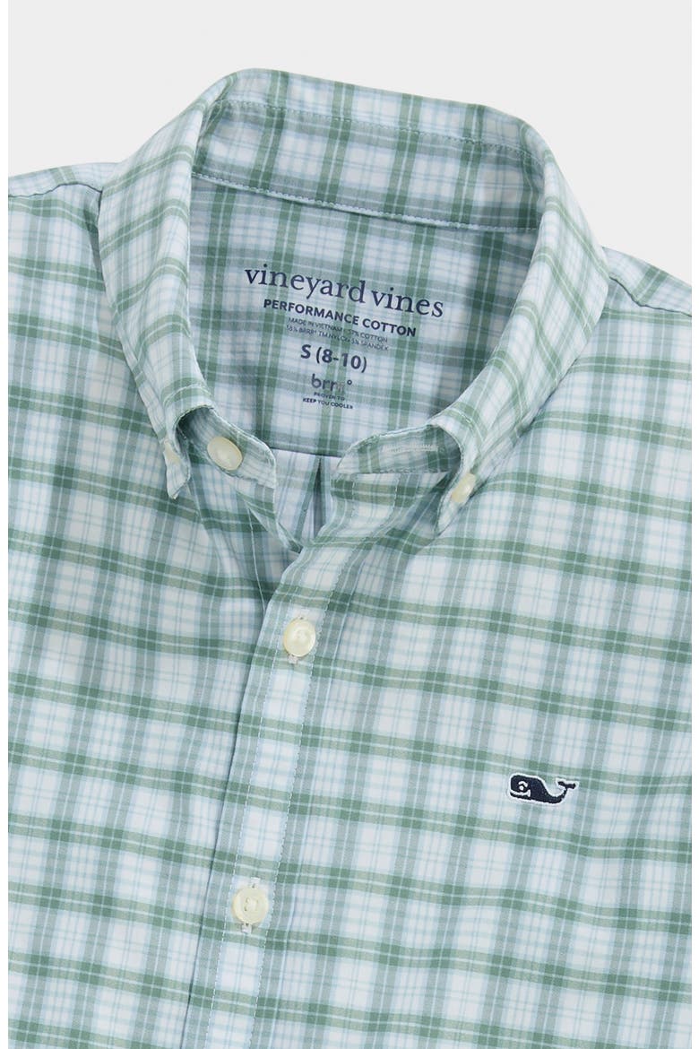 Kids' Lowcountry Plaid Performance Cotton Shirt, Alternate, color, OLIVE DUSK