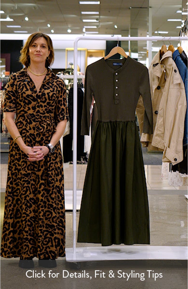 Henley Long Sleeve Mixed Media Maxi Dress, sales video thumbnail