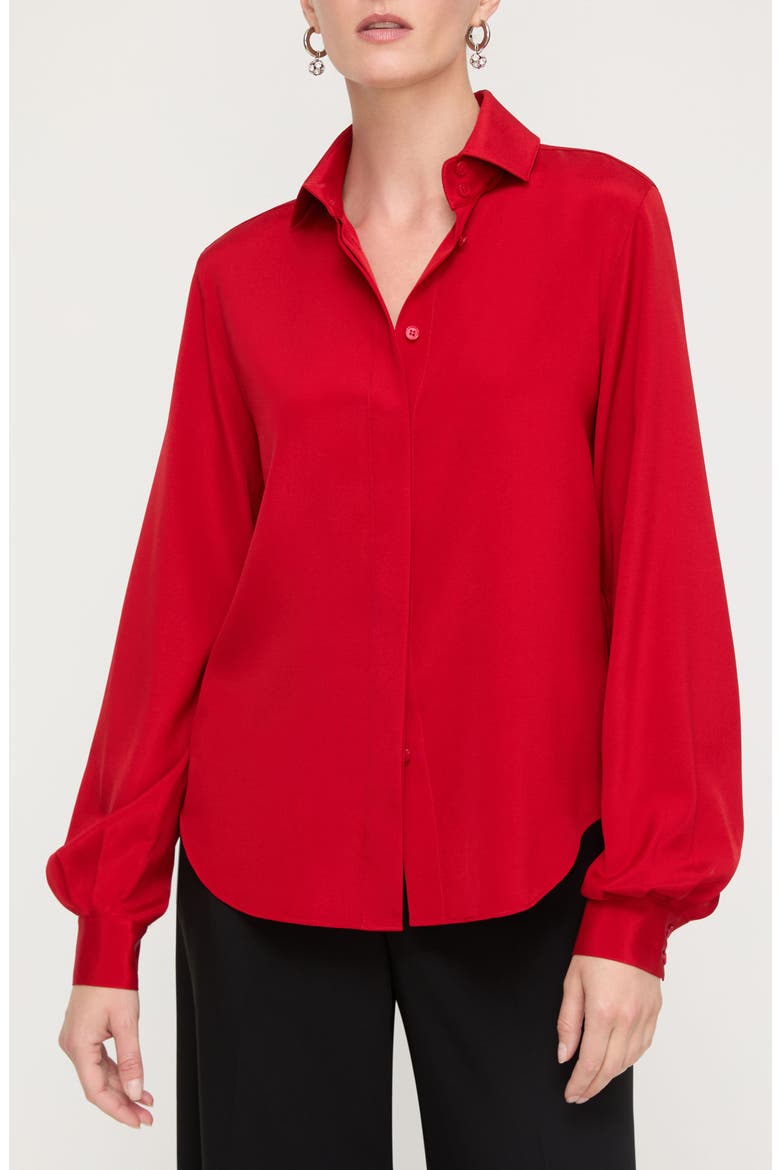 Hidden Placket Stretch Silk Shirt, Main, color, SPARK