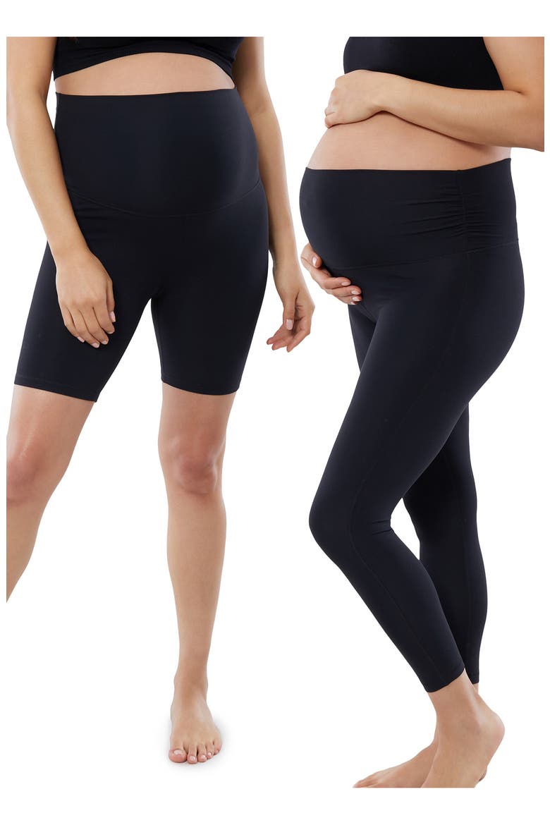 2-Pack Maternity 7/8 Leggings & Bike Shorts, Main, color, BLACK